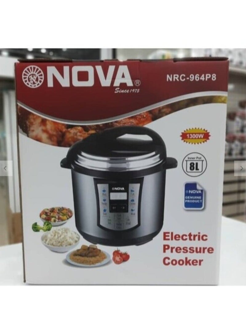 NOVA Multi-Function Pressure Cooker NRC-964P8, Electric 8-in-1 Programmable Cooker, Fast Cooking for Rice, Stew, Soup & More, Keep Warm, Safety Features, Easy Clean - Image 2